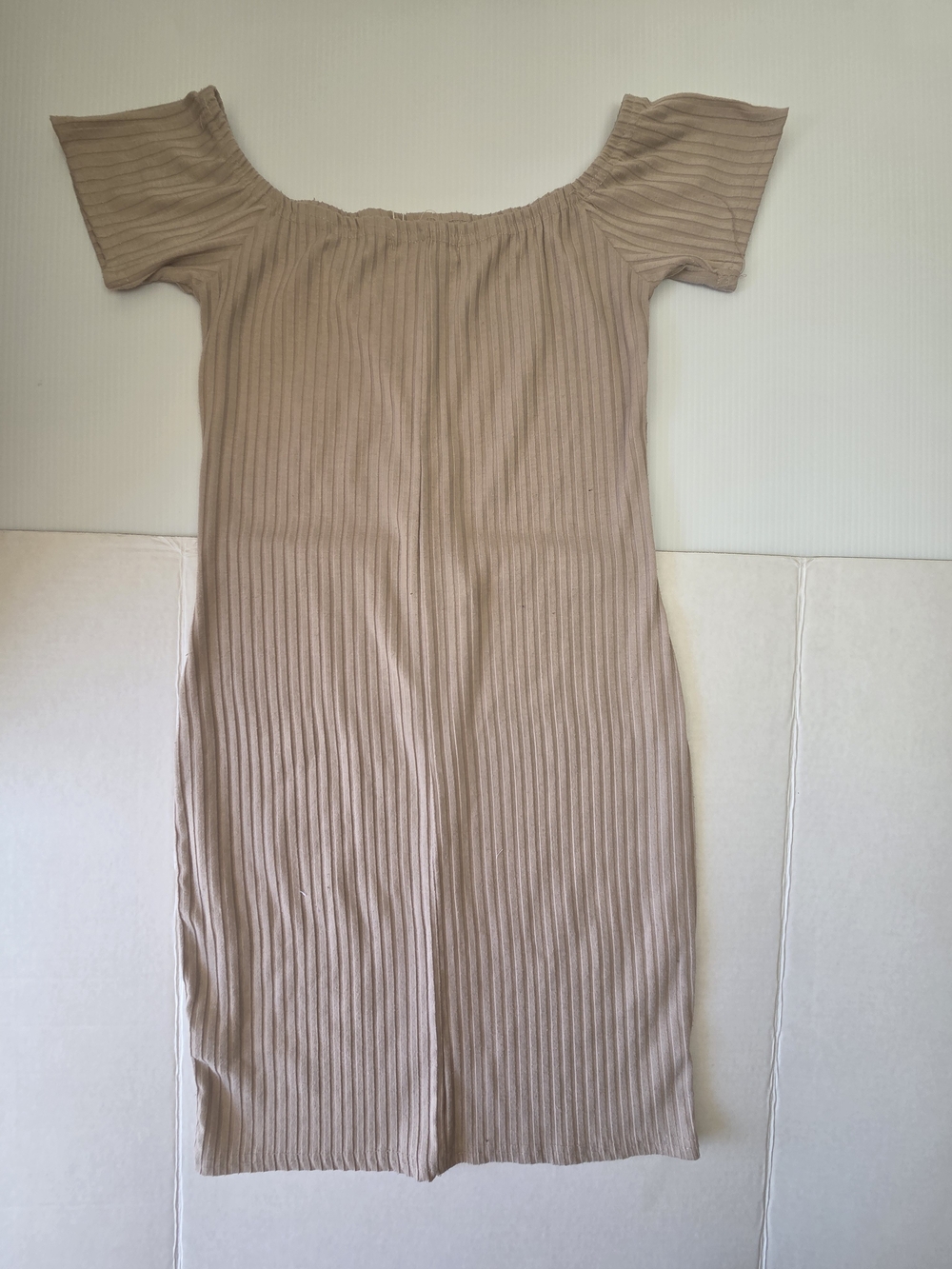 Say What? One-Shoulder Ribbed Button-Front Dress - Beige - Picture 9 of 10